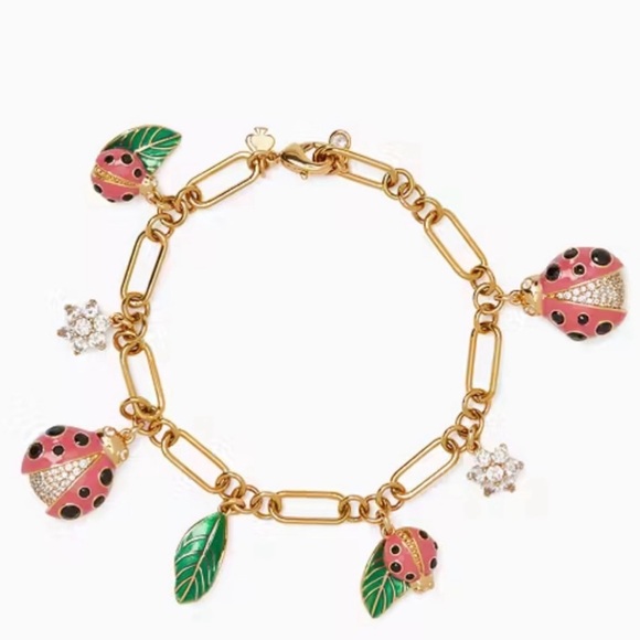 Kate Spade ladybug pink and gold bracelet - Picture 2 of 4